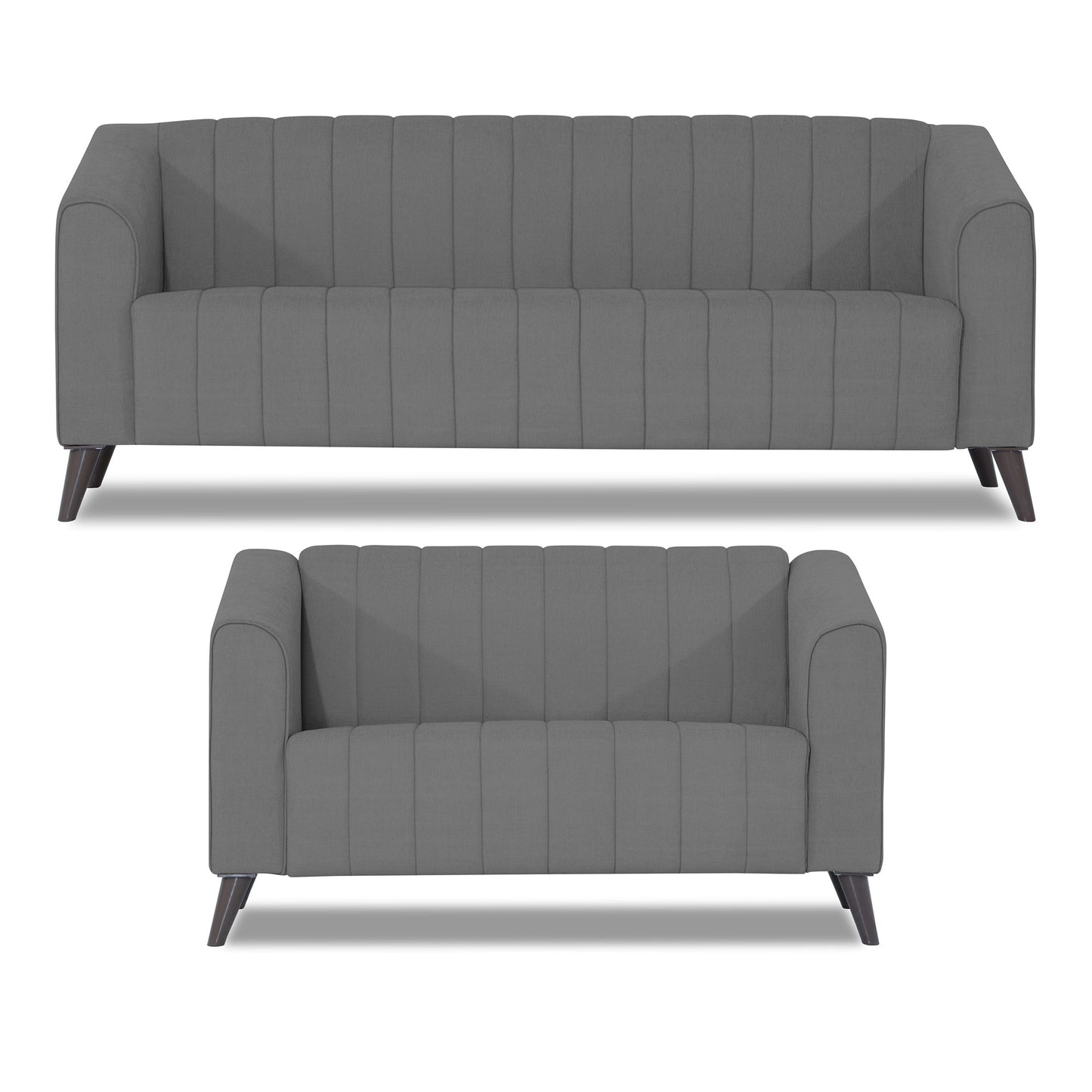 Adorn India Premium Laurel 3+2 5 Seater Sofa Set (Grey) (3 Year Warranty)