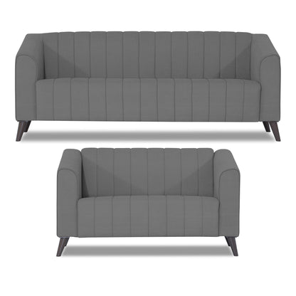 Adorn India Premium Laurel 3+2 5 Seater Sofa Set (Grey) (3 Year Warranty)