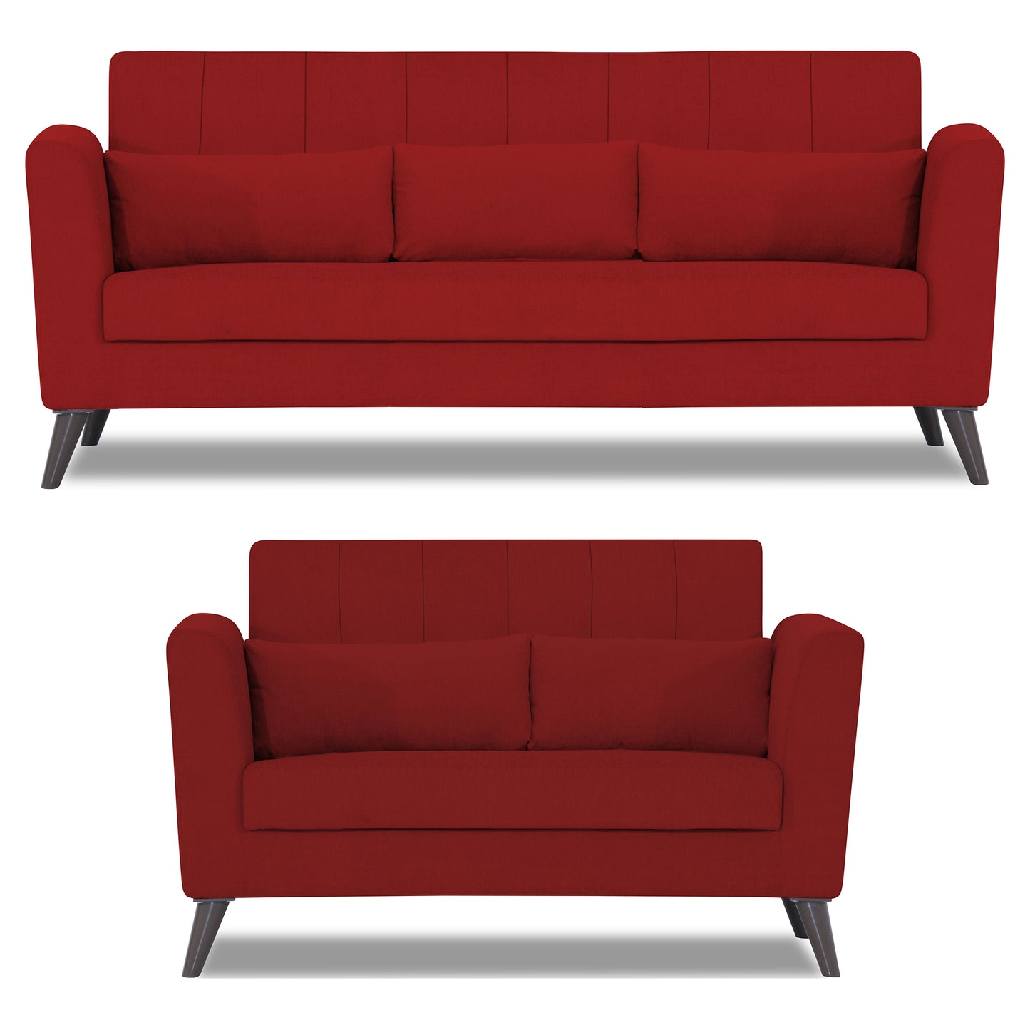Adorn India Daniel 3+2 5 Seater Sofa Set (Red) (3 Year Warranty)