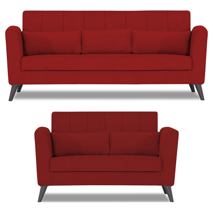 Adorn India Daniel 3+2 5 Seater Sofa Set (Red) (3 Year Warranty)