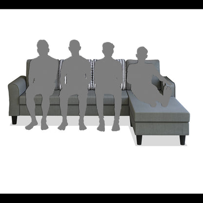 Adorn India Maddox Stripes L Shape 5 Seater Sofa Set RHS (Grey) (3 Year Warranty)