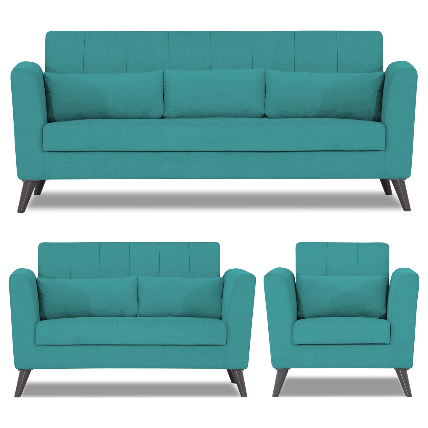 Adorn India Daniel 3+2+1 6 Seater Sofa Set (Aqua Blue) (3 Year Warranty)