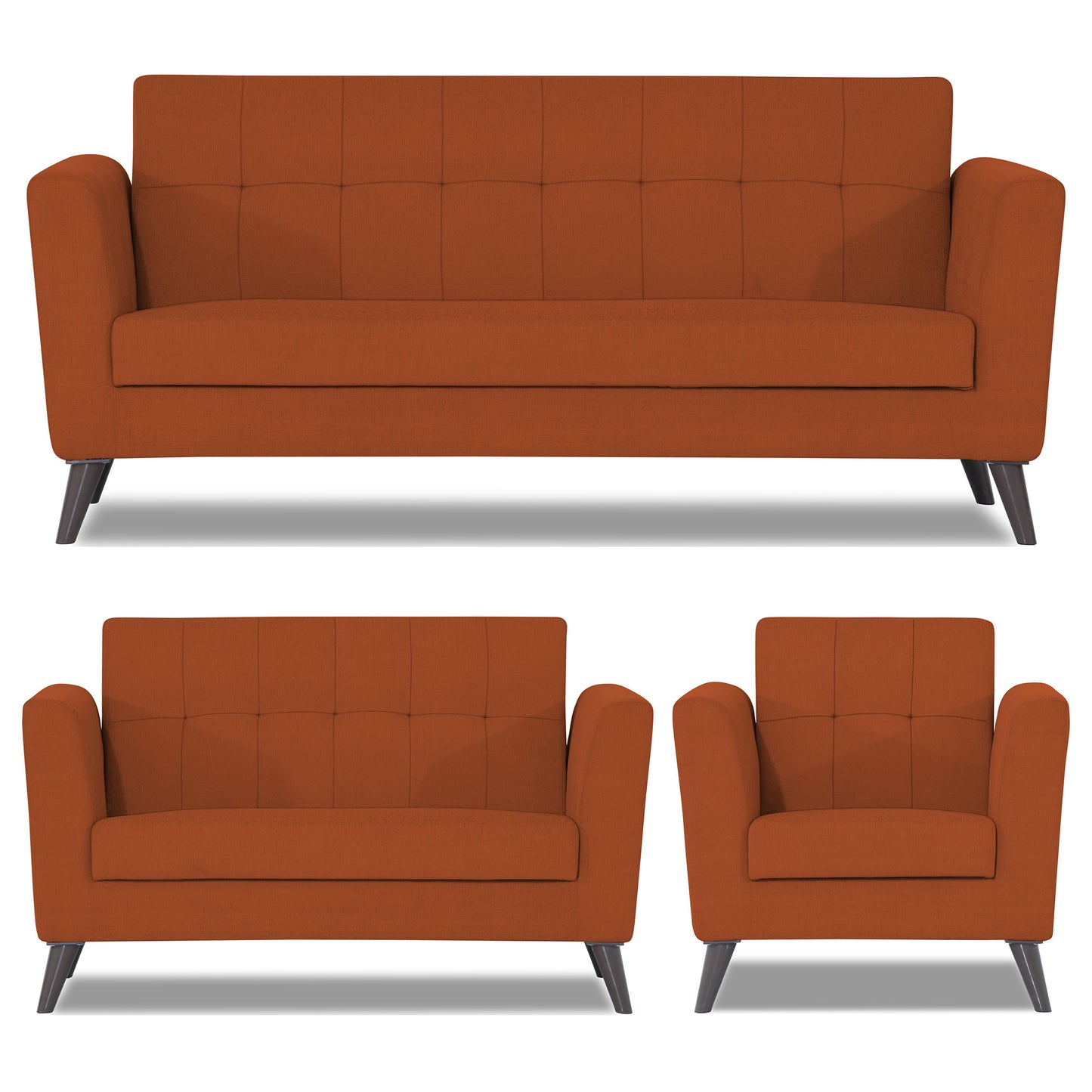Adorn India Dannis 3+2+1 6 Seater Sofa Set (Rust) (3 Year Warranty)