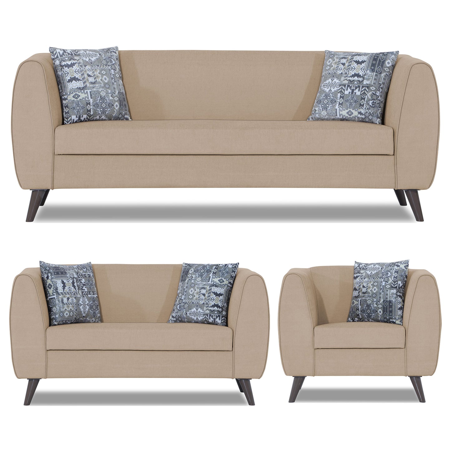 Adorn India Mason 3+2+1 6 Seater Sofa Set (Aqua Blue)