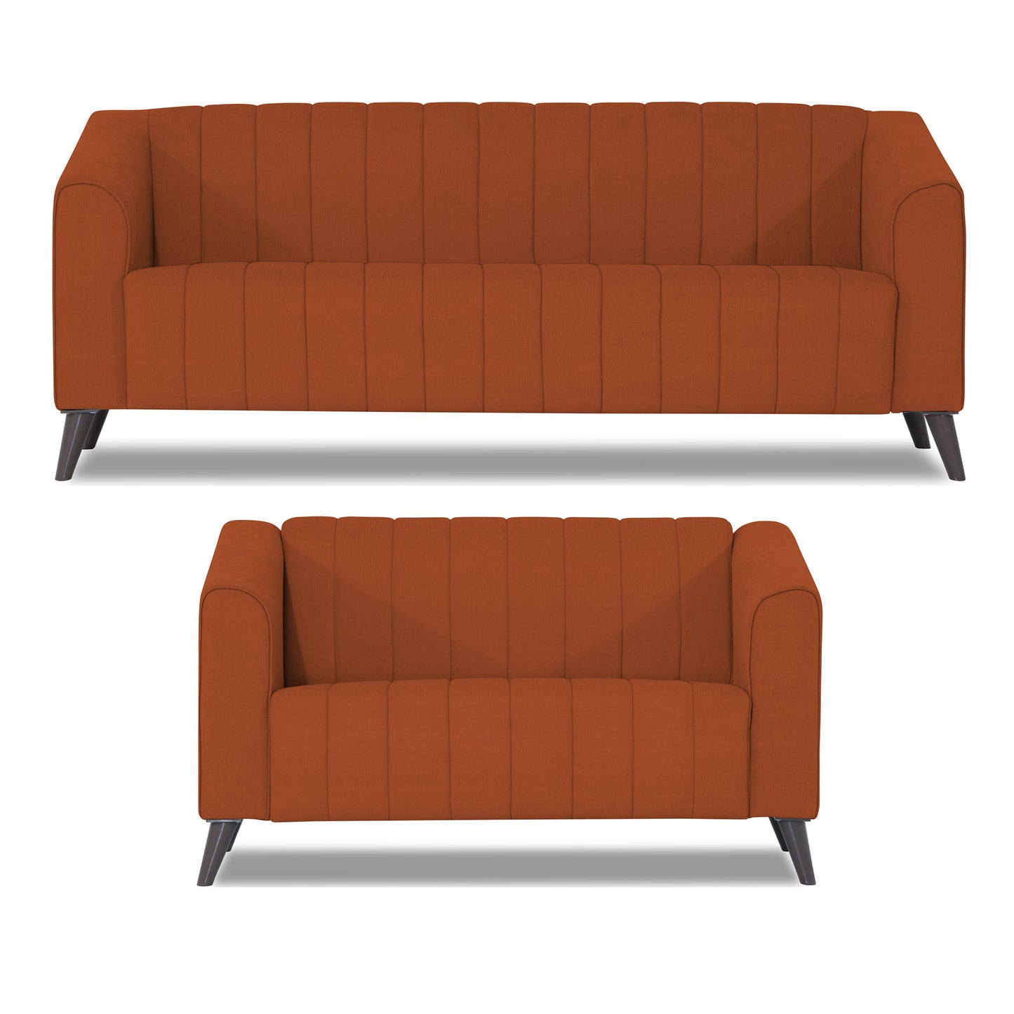Adorn India Premium Laurel 3+2 5 Seater Sofa Set (Rust) (3 Year Warranty)