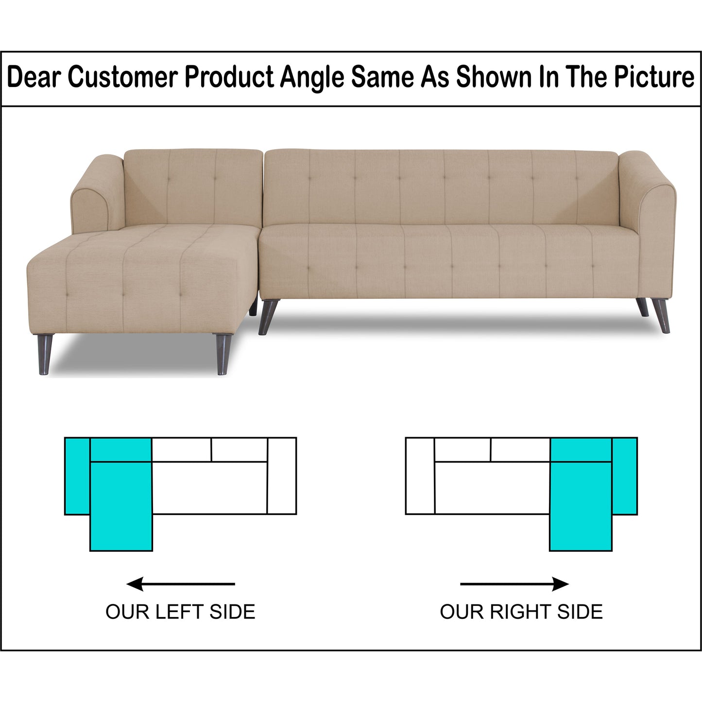 Adorn India Exclusive Mystic L Shape 6 Seater Sofa Set (LHS) (3 Year Warranty)