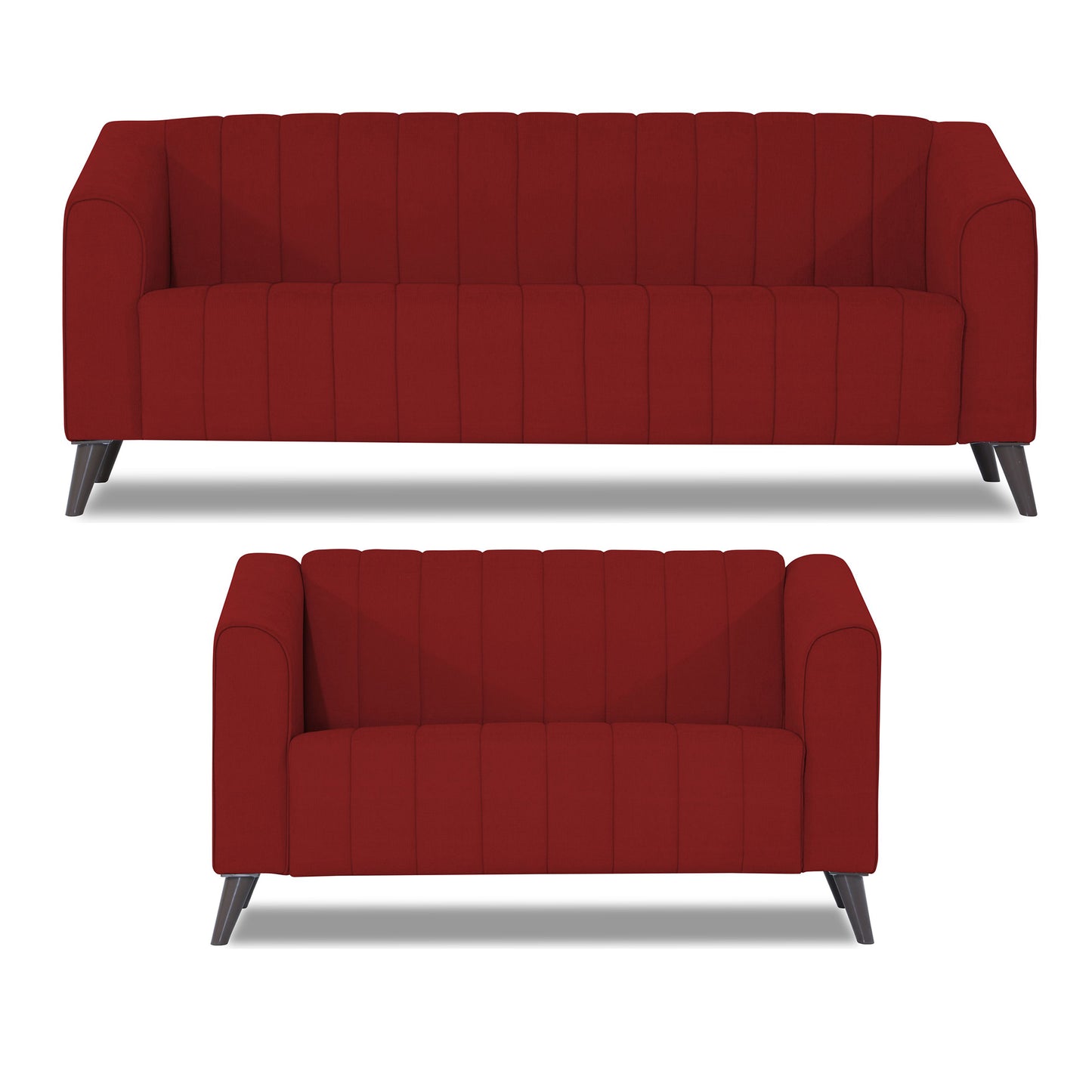 Adorn India Premium Laurel 3+2 5 Seater Sofa Set (Red) (3 Year Warranty)