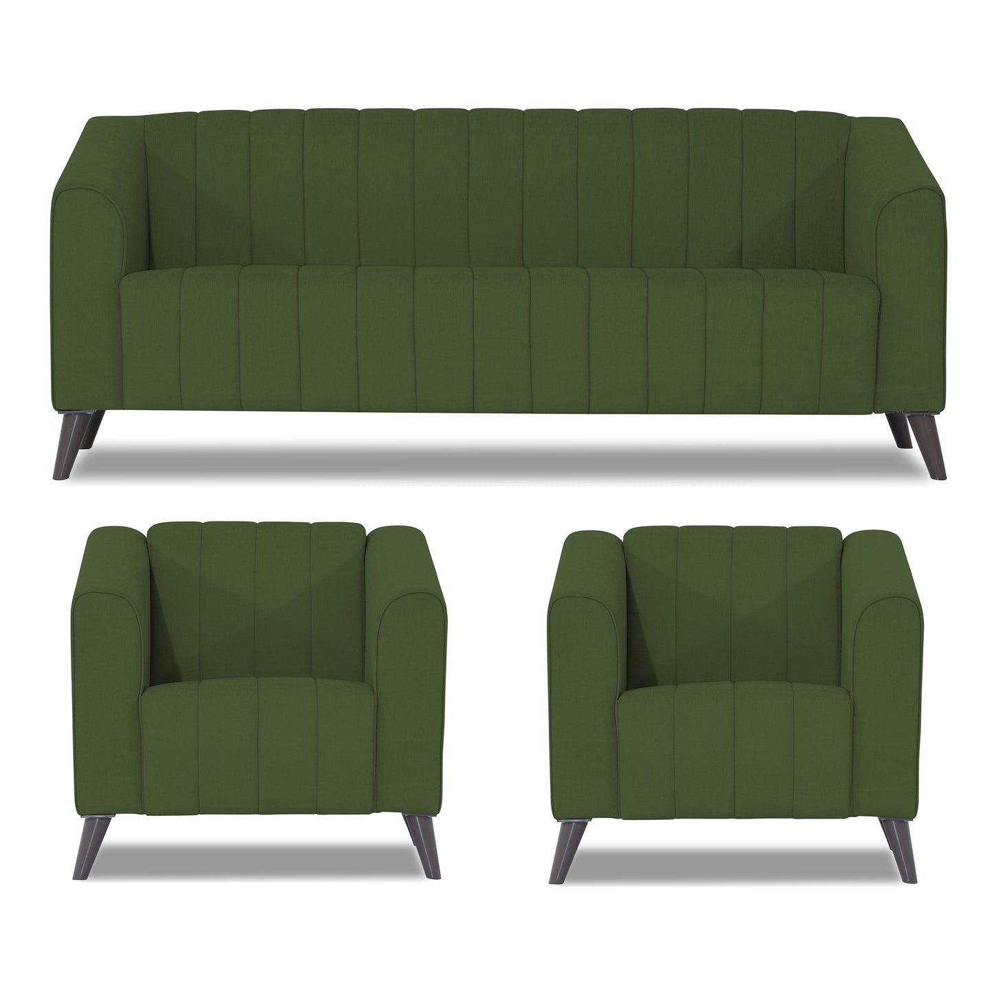 Adorn India Premium Laurel 3+1+1 5 Seater Sofa Set (Green) (3 Year Warranty)