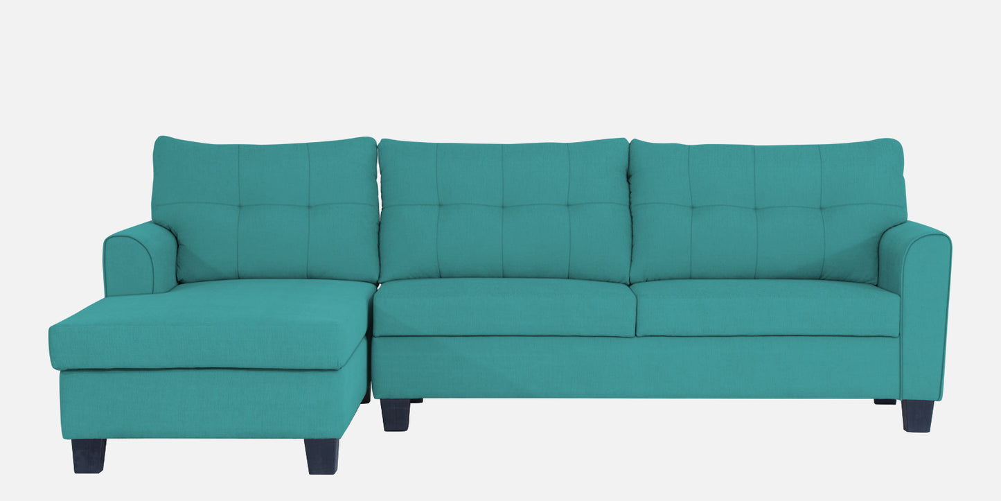 Adorn India Moris L Shape 6 Seater Sofa Set LHS (Aqua Blue) (3 Year Warranty)