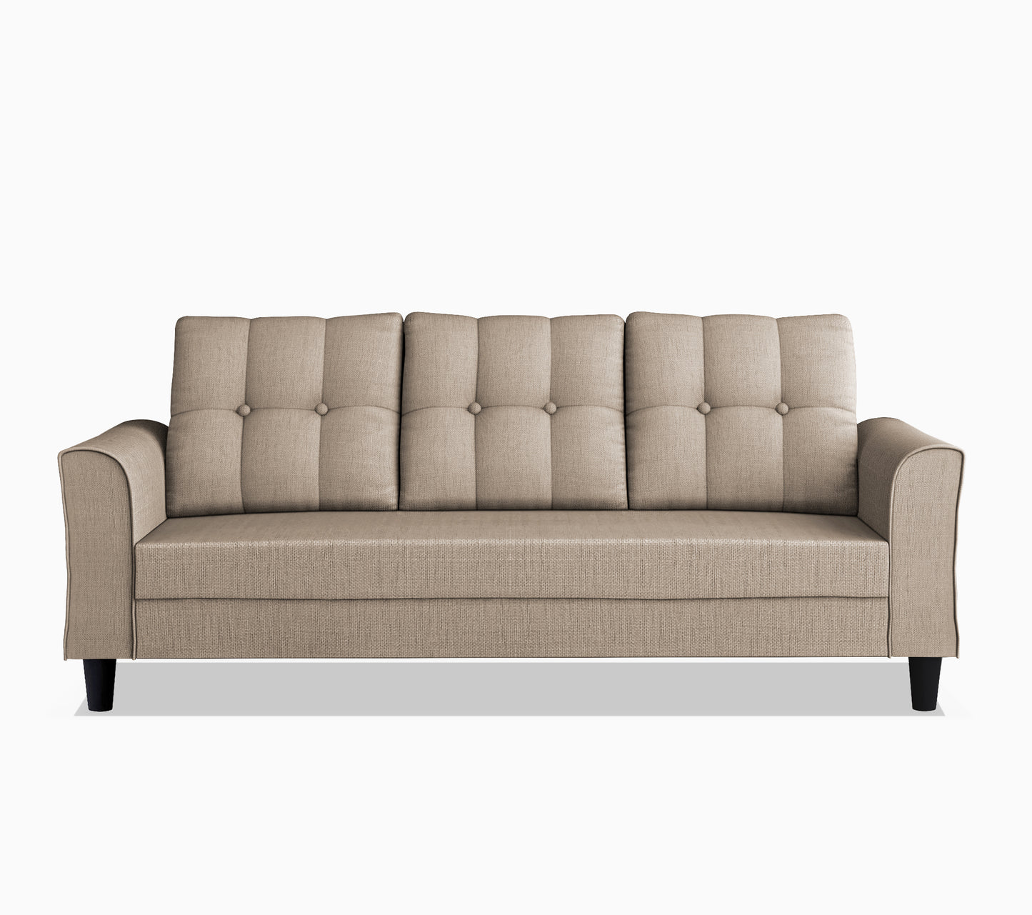 Adorn India Maddox Tufted 3 Seater Sofa (Beige) (3 Year Warranty)