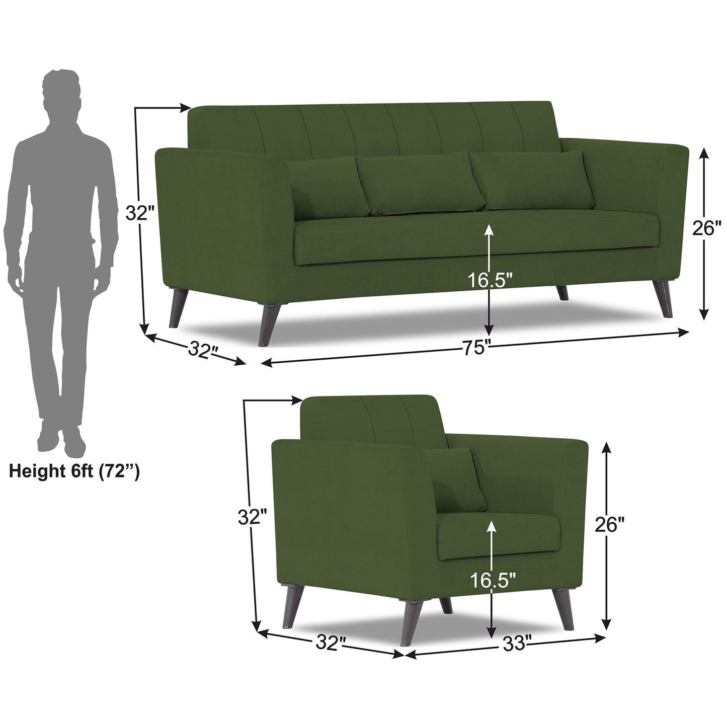 Adorn India Daniel 3+1+1 5 Seater Sofa Set