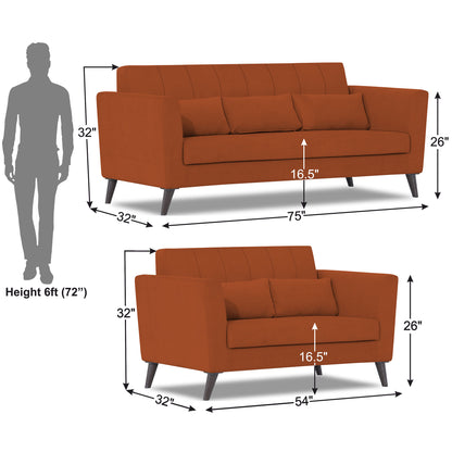Adorn India Daniel 3+2 5 Seater Sofa Set (Rust) (3 Year Warranty)