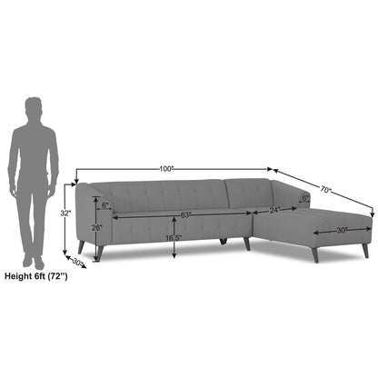Adorn India Exclusive Mystic L Shape 6 Seater Sofa Set (RHS) (3 Year Warranty)