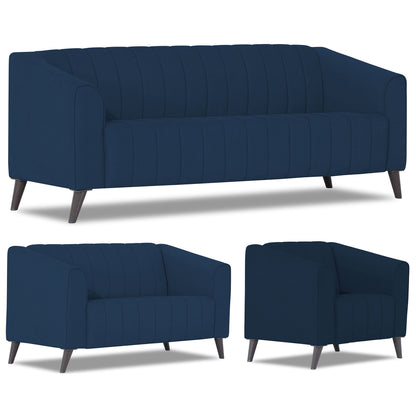 Adorn India Premium Laurel 3+2+1 6 Seater Sofa Set (Blue) (3 Year Warranty)