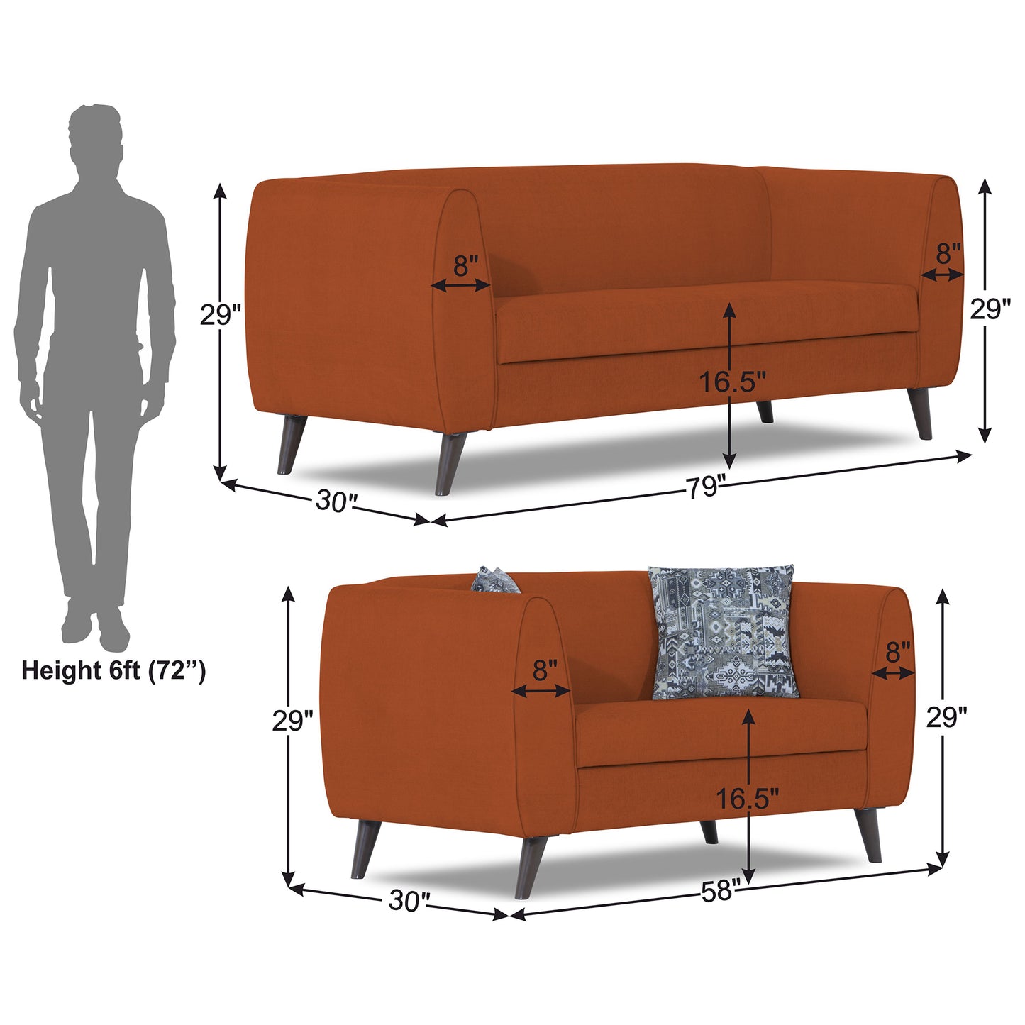 Adorn India Mason 3+2 5 Seater Sofa Set (Aqua Blue)