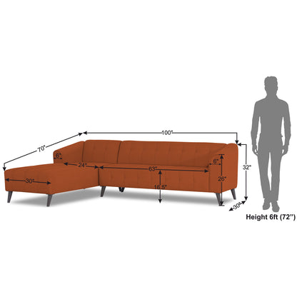 Adorn India Exclusive Mystic L Shape 6 Seater Sofa Set (LHS) (3 Year Warranty)