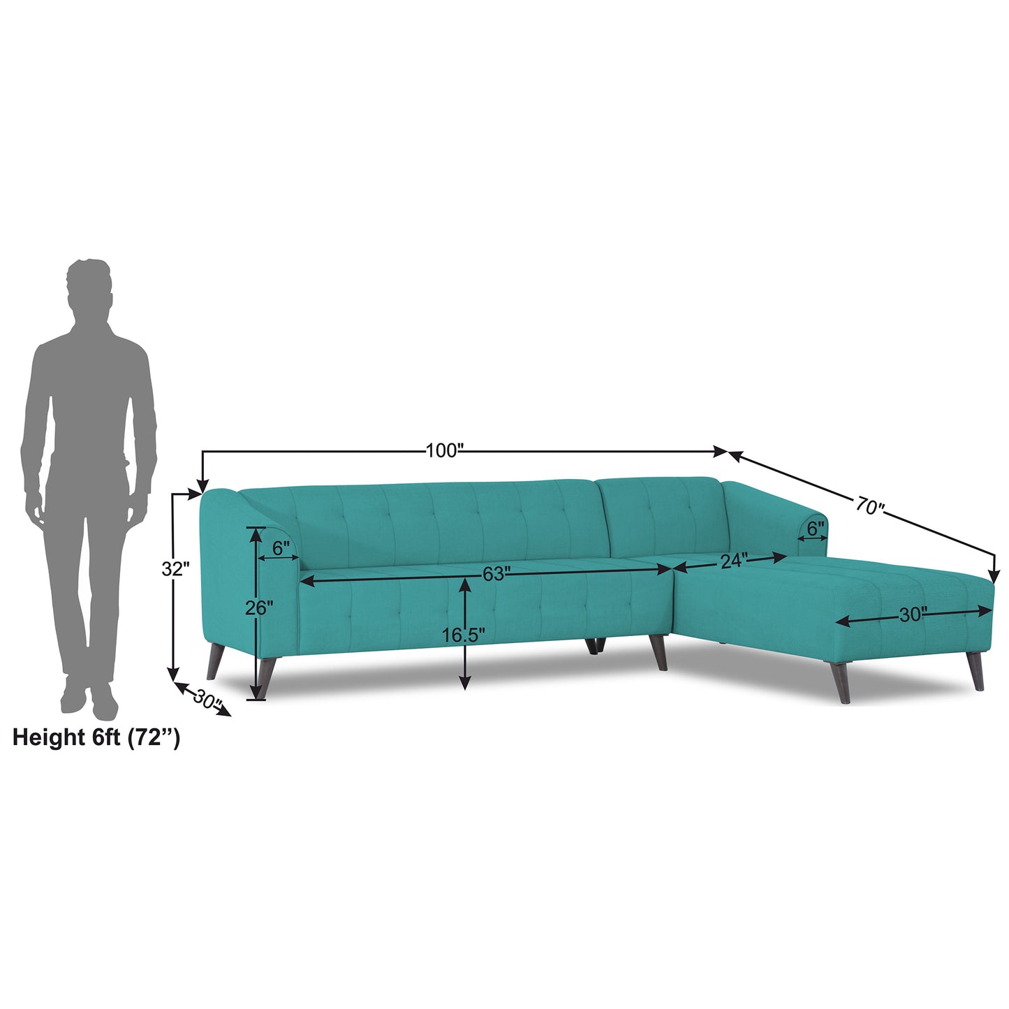 Adorn India Exclusive Mystic L Shape 6 Seater Sofa Set (RHS) (3 Year Warranty)