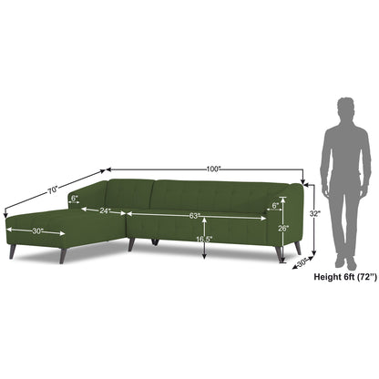 Adorn India Exclusive Mystic L Shape 6 Seater Sofa Set (LHS) (3 Year Warranty)