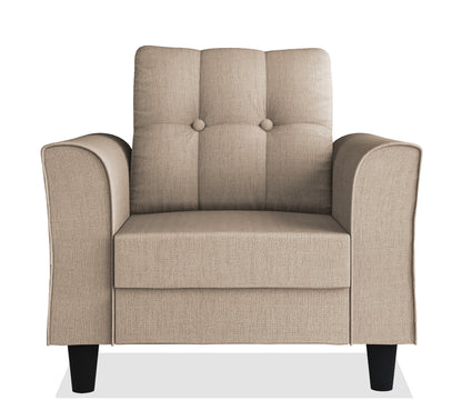 Adorn India Maddox Tufted 1 Seater Sofa (Beige) (3 Year Warranty)