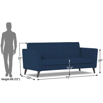 Adorn India Dannis 3 Seater Sofa (Blue) (3 Year Warranty)