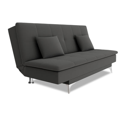Adorn India Premium New Aspen 3 Seater Sofa Cum Bed 4X6 Velvet Suede with 2 Cushions (Color Dark Grey) and Suitable for All Indoor, with 3 Years Warranty