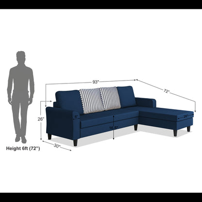Adorn India Maddox Stripes L Shape 6 Seater Sofa Set RHS (Blue) (3 Year Warranty)