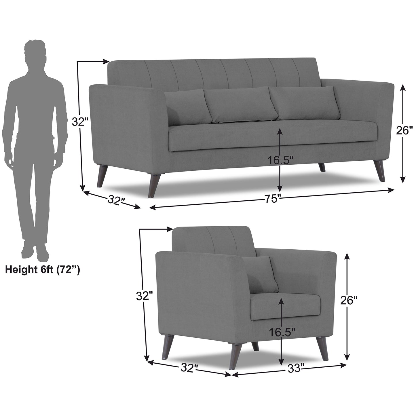 Adorn India Daniel 3+1+1 5 Seater Sofa Set