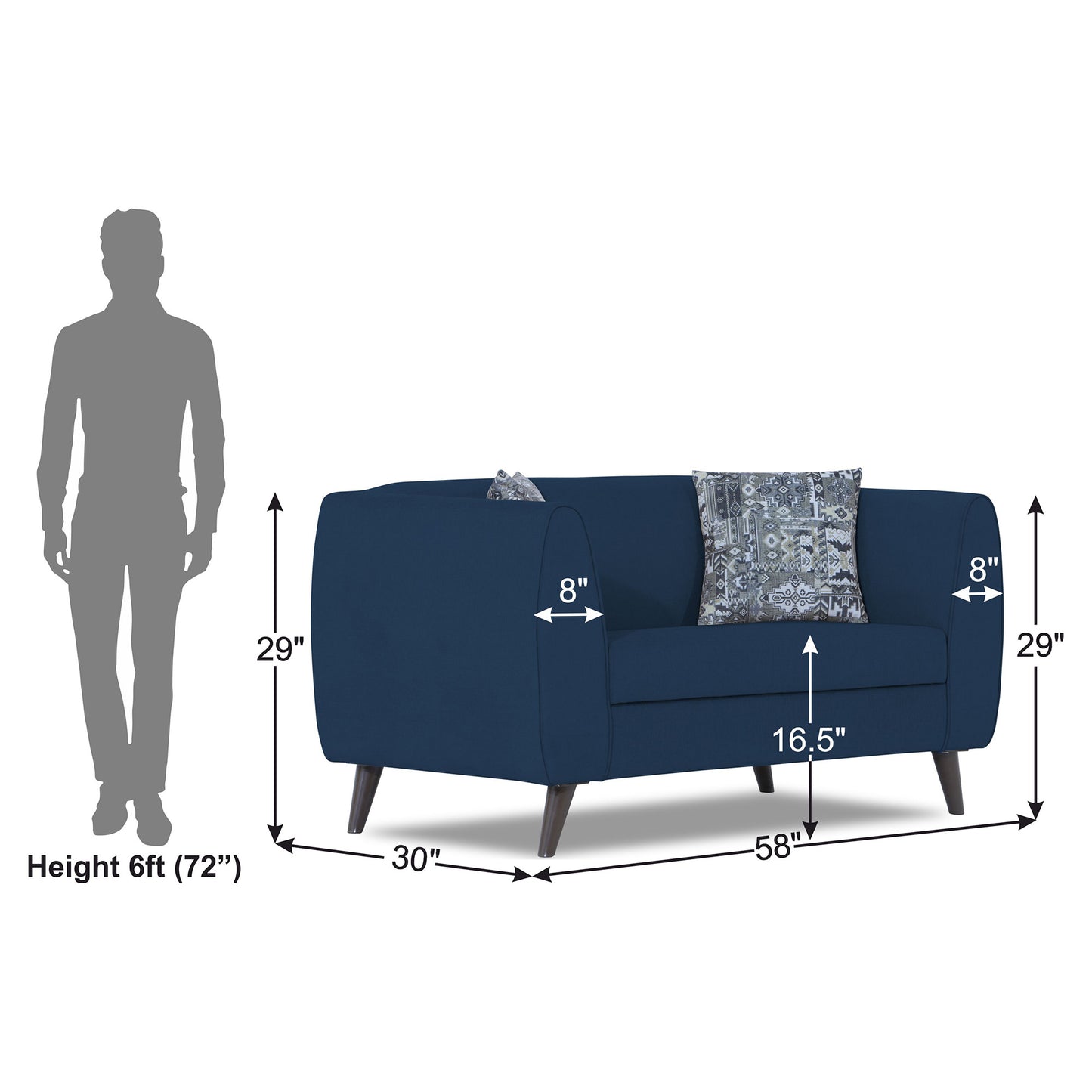 Adorn India Mason 2 Seater Sofa (Aqua Blue)