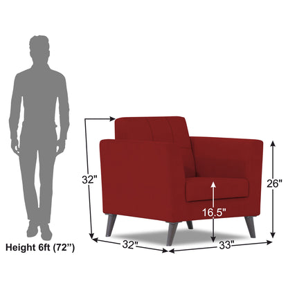 Adorn India Dannis 1 Seater Sofa (Red) (3 Year Warranty)