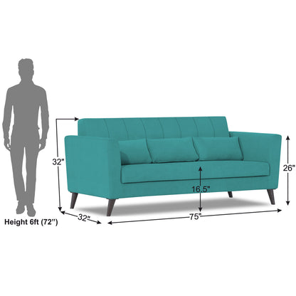 Adorn India Daniel 3 Seater Sofa (Aqua Blue) (3 Year Warranty)
