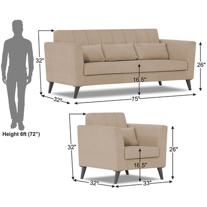 Adorn India Daniel 3+1+1 5 Seater Sofa Set