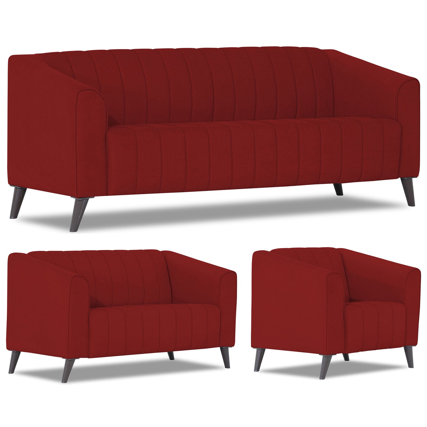 Adorn India Premium Laurel 3+2+1 6 Seater Sofa Set (Red) (3 Year Warranty)