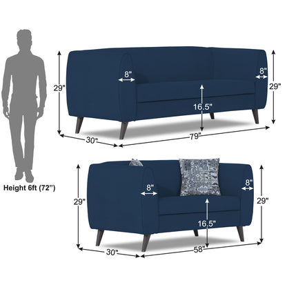 Adorn India Mason 3+2 5 Seater Sofa Set (Aqua Blue)