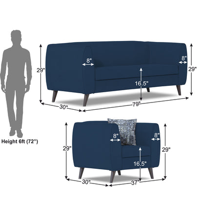Adorn India Mason 3+1+1 5 Seater Sofa Set (Aqua Blue)