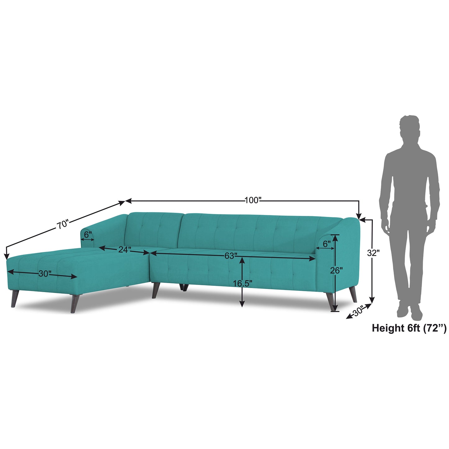 Adorn India Exclusive Mystic L Shape 6 Seater Sofa Set (LHS) (3 Year Warranty)