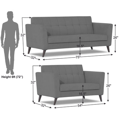 Adorn India Dannis 3+2 5 Seater Sofa Set (Grey) (3 Year Warranty)