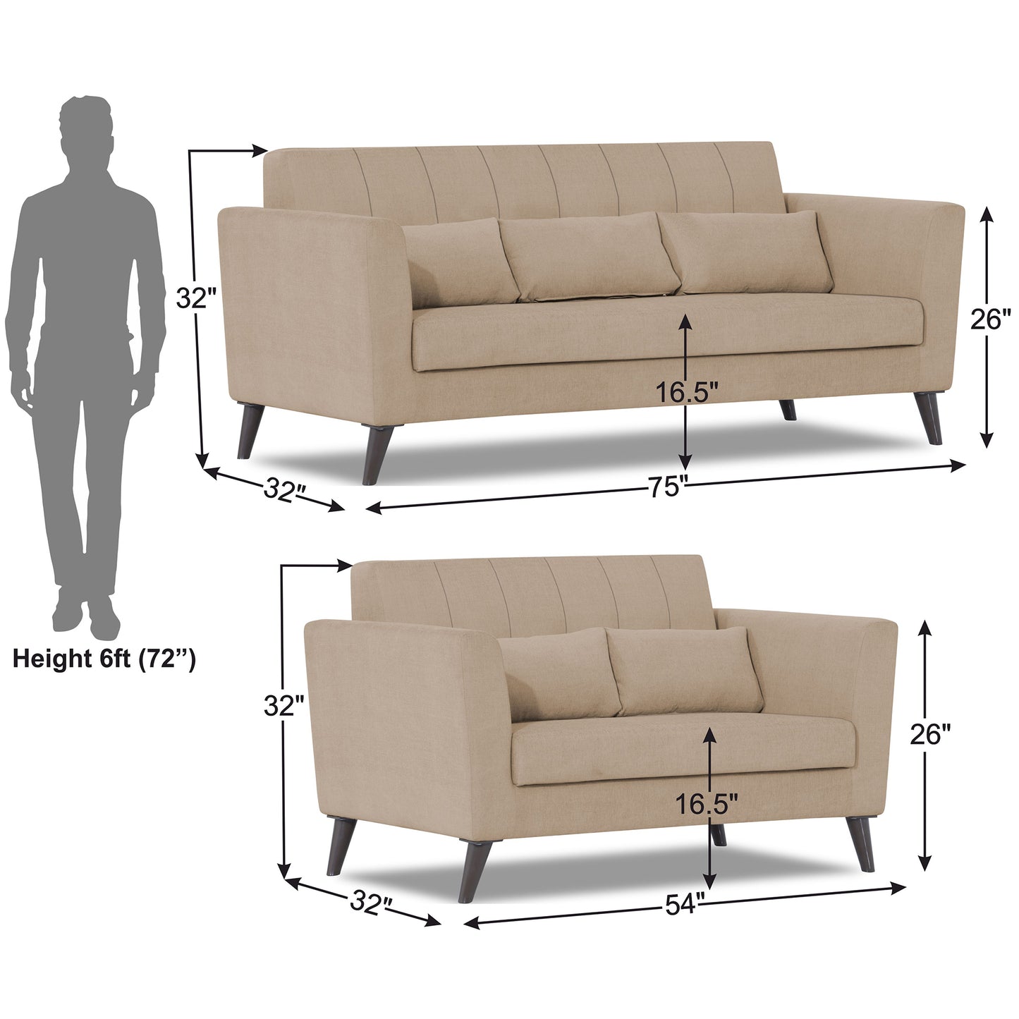 Adorn India Daniel 3+2 5 Seater Sofa Set