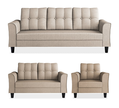 Adorn India Maddox Tufted 3+2+1 6 Seater Sofa Set (Beige) (3 Year Warranty)