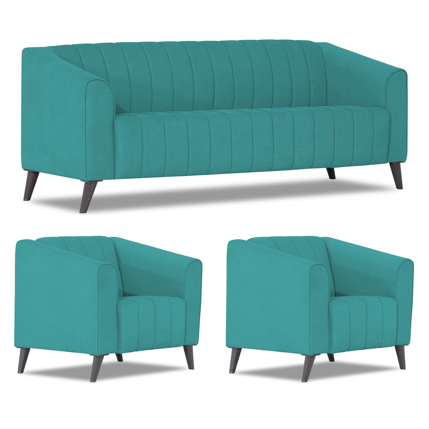 Adorn India Premium Laurel 3+1+1 5 Seater Sofa Set (Aqua Blue) (3 Year Warranty)