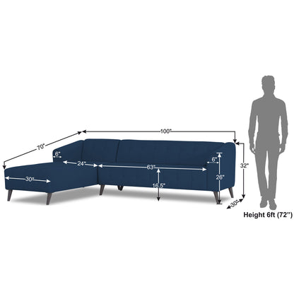 Adorn India Exclusive Mystic L Shape 6 Seater Sofa Set (LHS) (3 Year Warranty)
