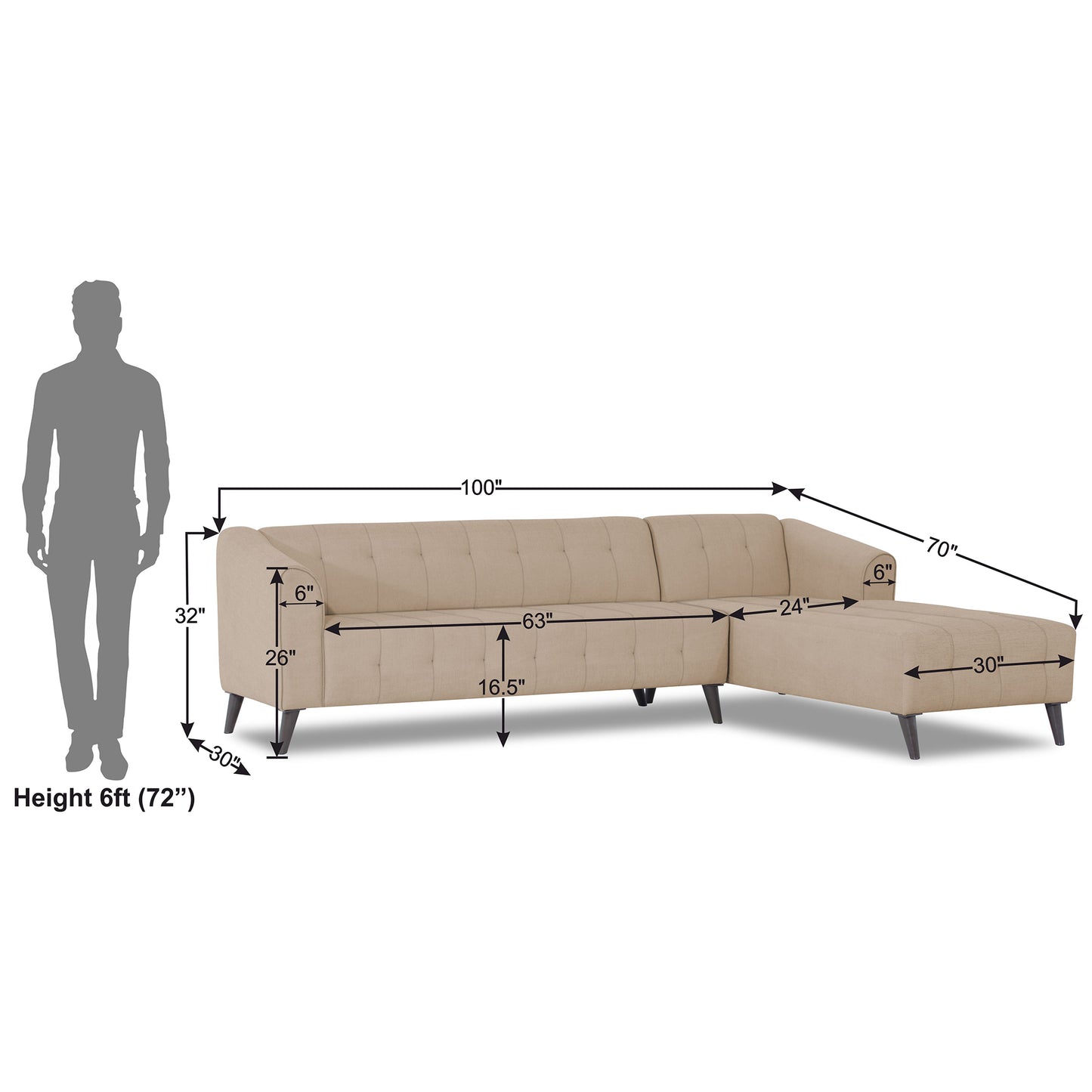 Adorn India Exclusive Mystic L Shape 6 Seater Sofa Set (RHS) (3 Year Warranty)