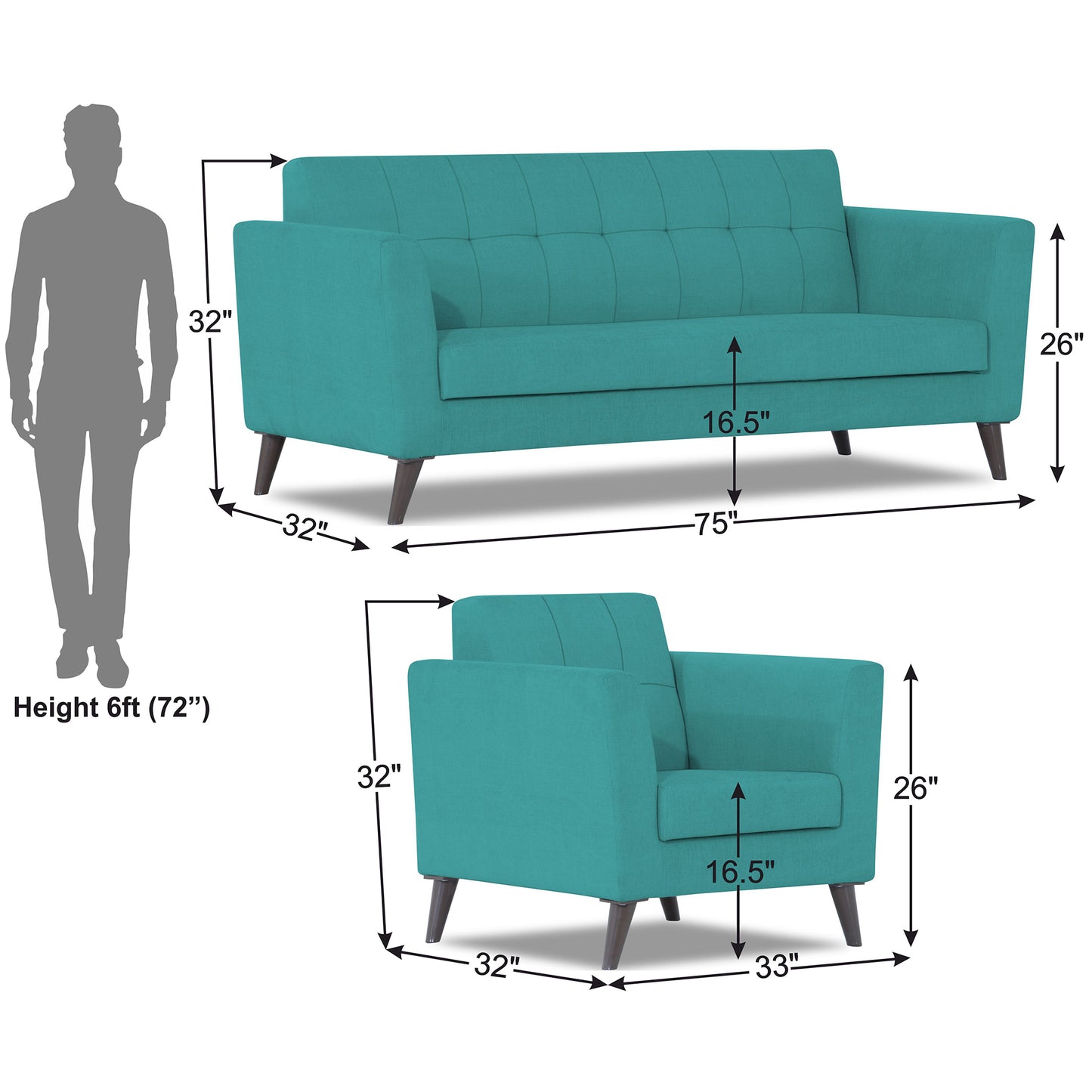 Adorn India Dannis 3+1+1 5 Seater Sofa Set