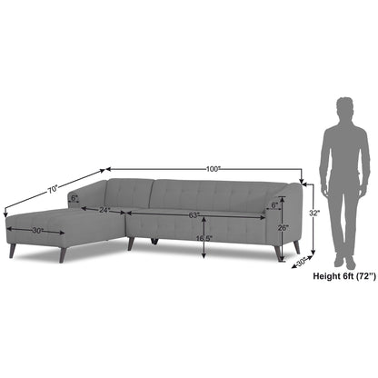 Adorn India Exclusive Mystic L Shape 6 Seater Sofa Set (LHS) (3 Year Warranty)