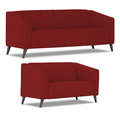 Adorn India Premium Laurel 3+2 5 Seater Sofa Set (Red) (3 Year Warranty)