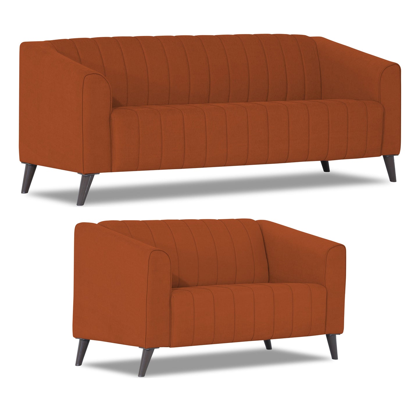 Adorn India Premium Laurel 3+2 5 Seater Sofa Set (Rust) (3 Year Warranty)