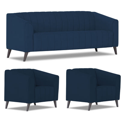 Adorn India Premium Laurel 3+1+1 5 Seater Sofa Set (Blue) (3 Year Warranty)