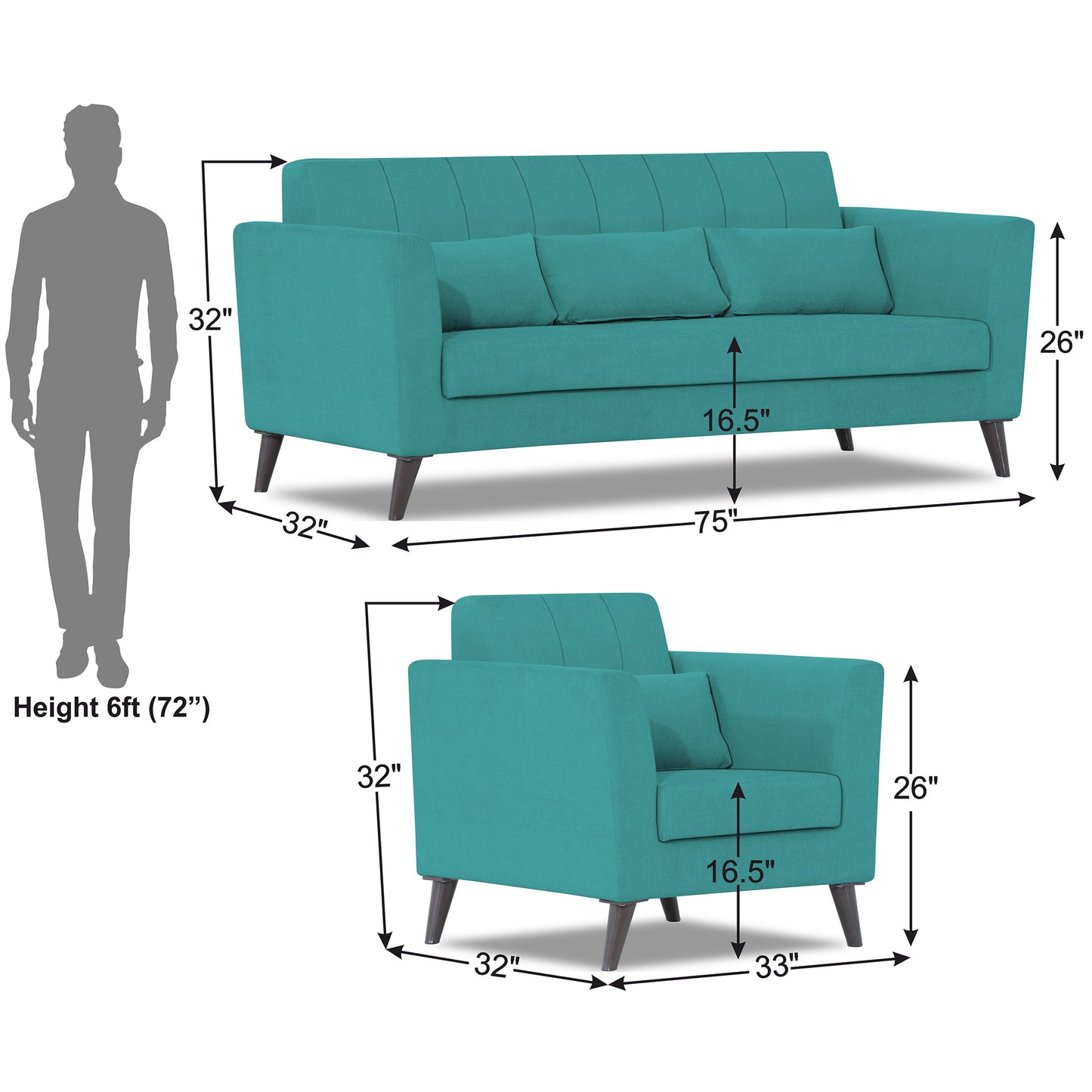 Adorn India Daniel 3+1+1 5 Seater Sofa Set