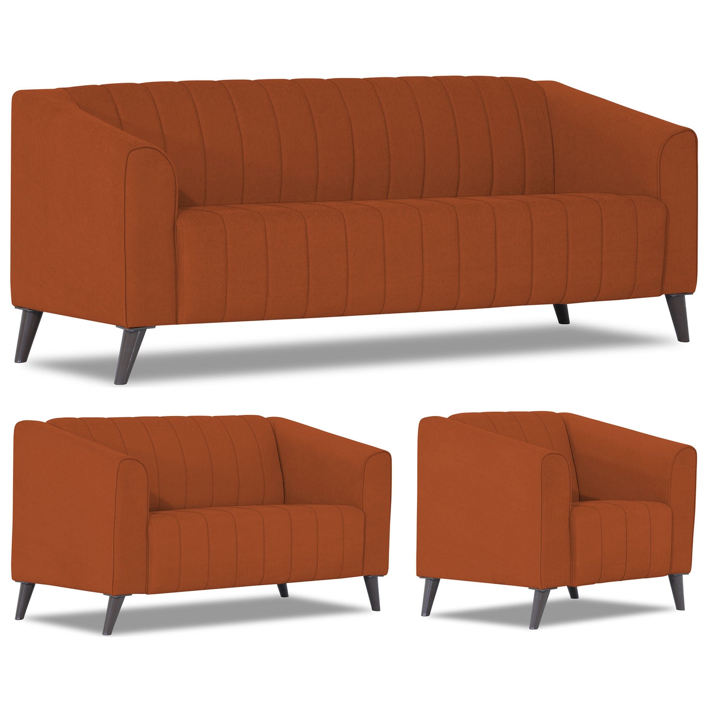 Adorn India Premium Laurel 3+2+1 6 Seater Sofa Set (Rust) (3 Year Warranty)