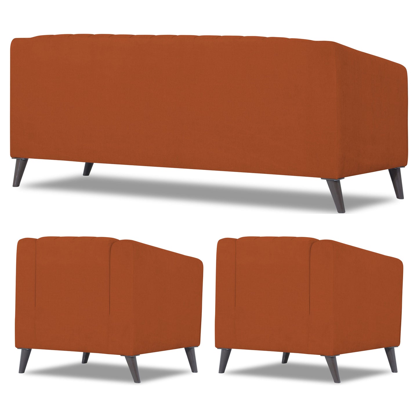 Adorn India Premium Laurel 3+1+1 5 Seater Sofa Set (Rust) (3 Year Warranty)