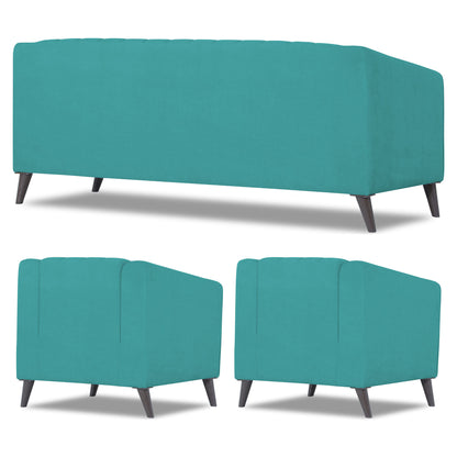 Adorn India Premium Laurel 3+1+1 5 Seater Sofa Set (Aqua Blue) (3 Year Warranty)
